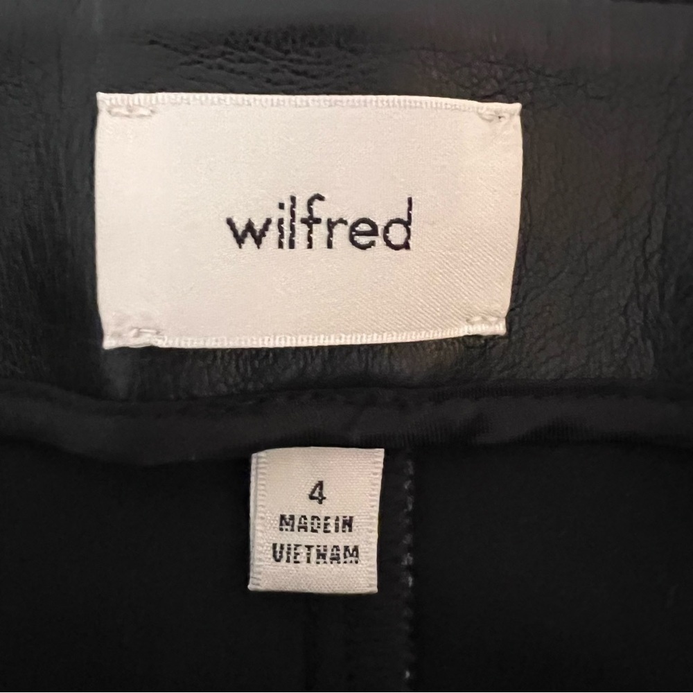 WILFRED Elementary Vegan Leather High-Waisted Lace-Up Pants Black Aritzia Nwt - Picture 3 of 13